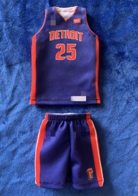 1/6 Scale D Rose #25 Pistons Blue Jersey For Enterbay 12 Inch Figure