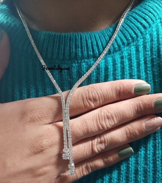 Pre-owned Nsg 20" Women's Wedding Gift 5ct White Simulated Diamond Tennis Necklace 925 Silver