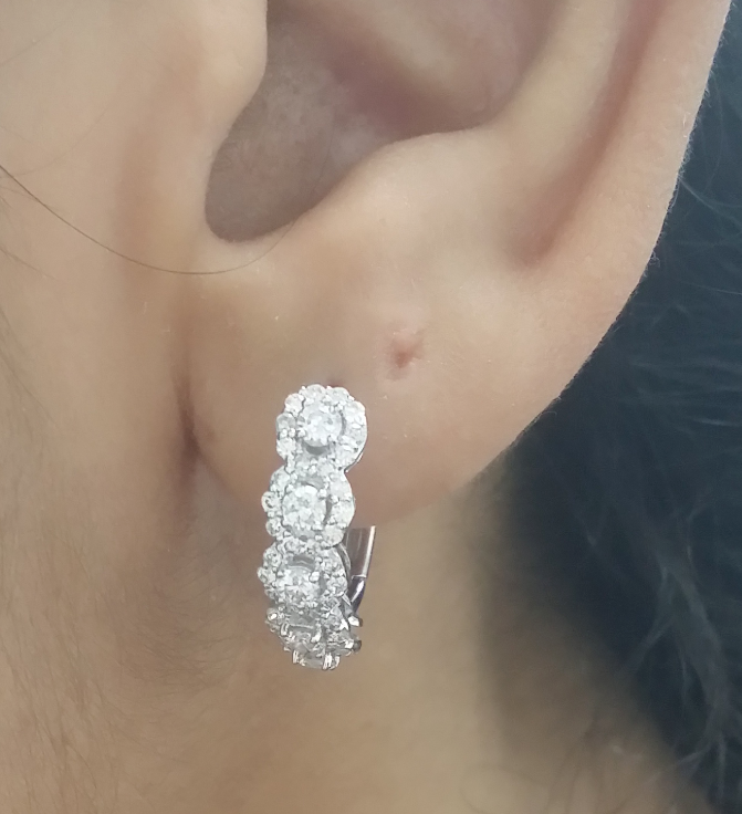 Pre-owned Handmade Steal Deal 1.10 Carat Natural Round Diamonds Hoops Huggies Earrings In 14k Gold In White