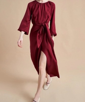 NWT La Ligne Silk Imogen Dress Large Burgundy