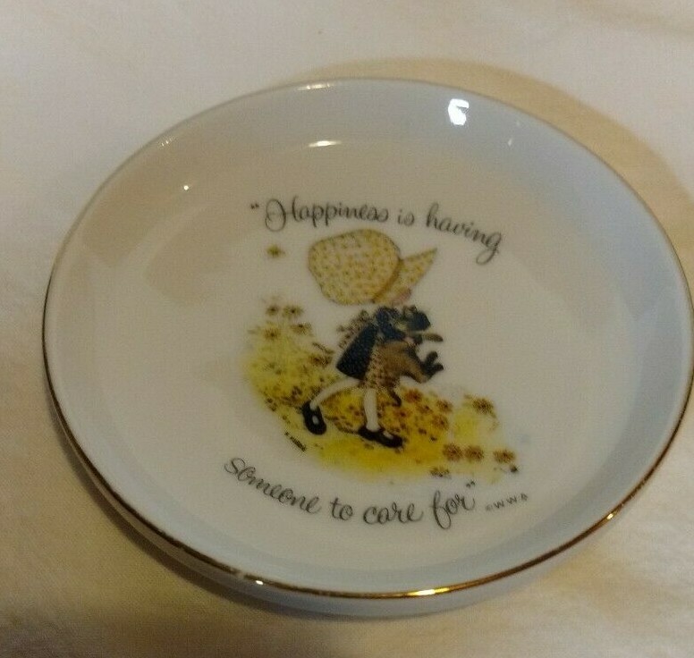 Small Vintage Holly Hobbie Porcelain Trinket Plates Coasters Set Of 4 Different