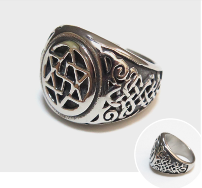 Mens Titanium Steel Punk Rings Vintage Biker Ring six pointed Star AU