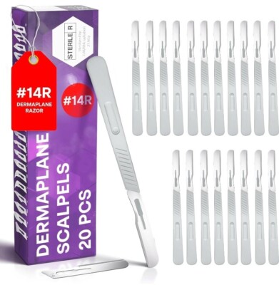 MyMed Disposable 14R Blades Dermaplaning Scalpels - Pack of 20 High Carbon Steel