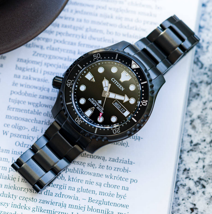 Pre-owned Citizen Promaster Automatic Sapphire Crystal Black Dial Diver's Watch Ny0145-86e