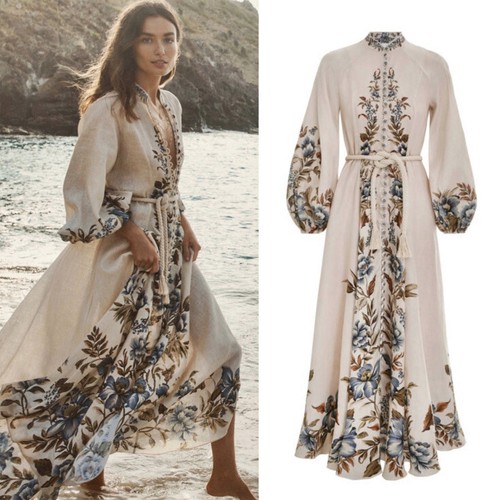 NWT Zimmermann Aliane Billow Midi Maxi Linen Long Dress