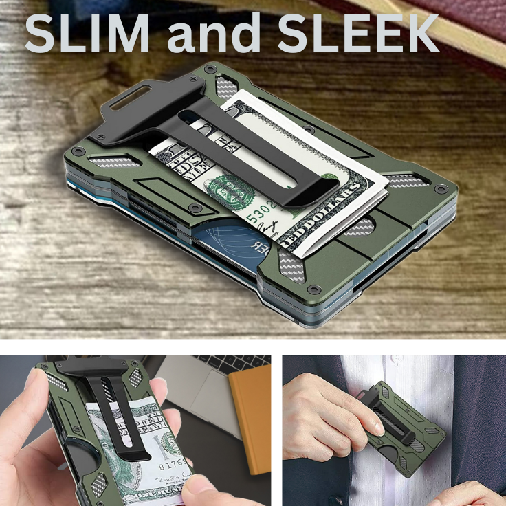 Men's Aluminum RFID Blocking Money Clip Slim Credit ID card Holder Metal Wallet