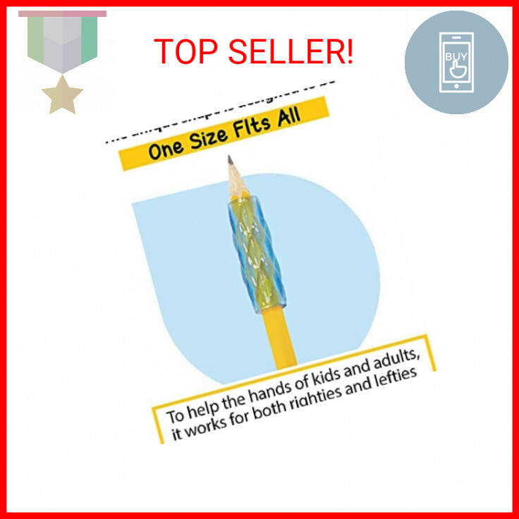 BAZIC Pencil Grip Soft Gel Pen Grip, Ergonomic Training Gripper for Righties Lef