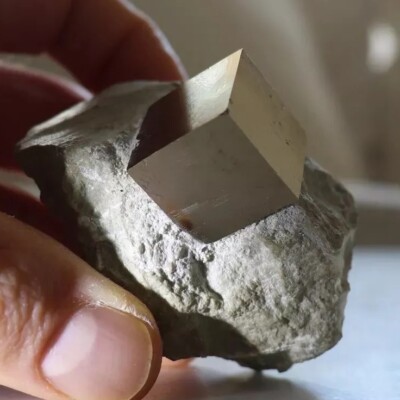 Pyrite Crystal CUBE Natural Spain 162 Grams Raw Rough Healing Specimen Matrix