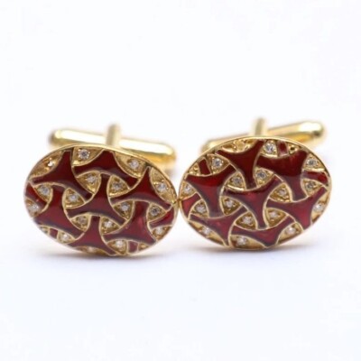 Round Cut Lab Created Diamond Men's Wedding Cufflinks 14k Yellow Gold Plated