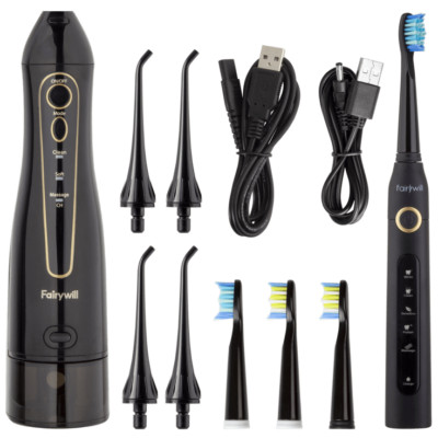 Fairywill Oral Irrigator Teeth Cleaner & 5-mode whitening sonic toothbrush 