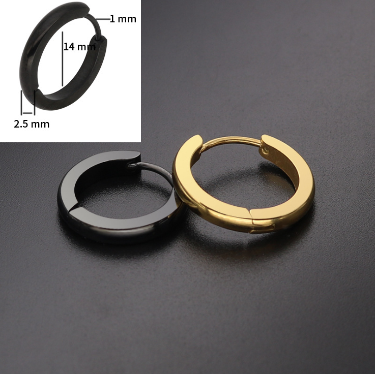 2Pcs Women Men Stainless Steel 2mm Round Small Hinged Hoop Huggie Ear Earrings