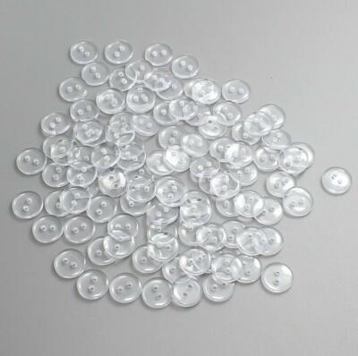 100pcs Clear 2-Holes Round Resin Buttons Sewing 7/9/10/11/12/14/15/18/20/23/25mm