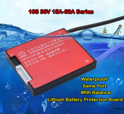 10S 36V 60A Li-ion Lithium Battery BMS Protection Board W Balance Waterproof