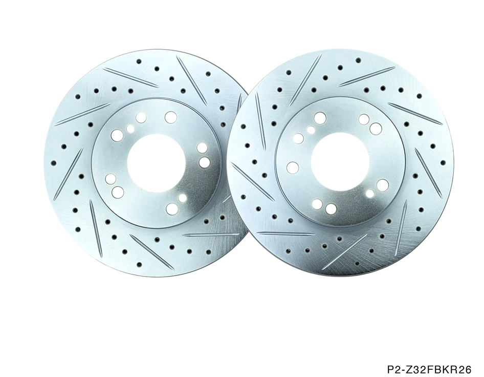おかんぼ P2M Coated Slotted Drilled 26MM Front Brake Rotors for