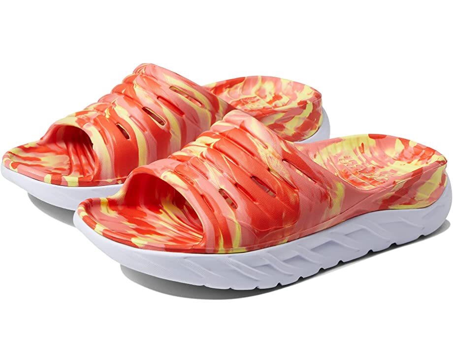 

МУЖСКИЕ Сандалии Hoka Ora Recovery Slide Print Yellow Pear/Fiesta Orange Yellow, Multicolor, Hoka Ora Recovery