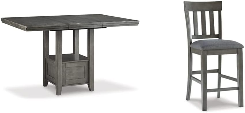 Hallanden Modern Farmhouse Counter Height Dining Room Extension Table, Dark Gray & Hallanden Modern Farmhouse 25.75