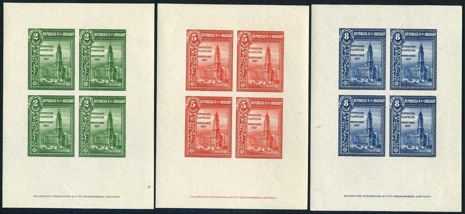 Uruguay 330a-332a,no gum.Mi 344-346 klb. PhilEXPO Montevideo