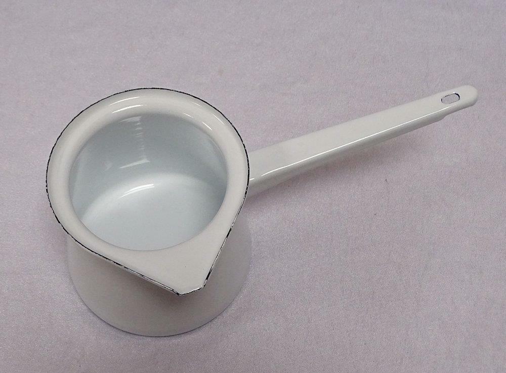 Türkische Kaffeekanne, Emaille Tiegelkanne, Mocca Kanne, Weiß 0,7 Liter