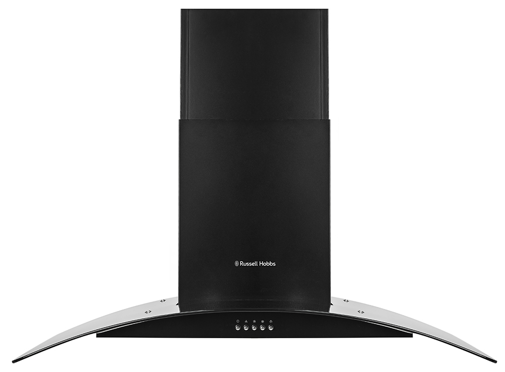 Russell Hobbs 90cm Wide Black Steel Glass Chimney Cooker Hood RHGCH901B