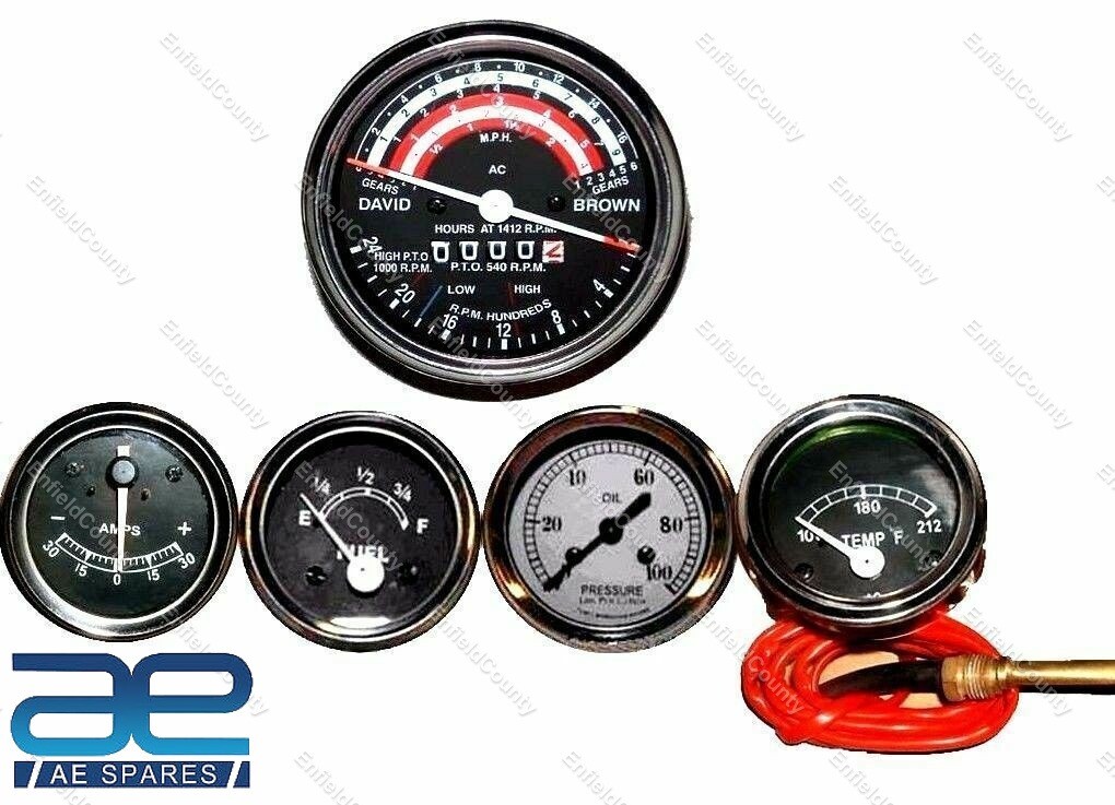 David Brown Tractor Tachometer With Temperature Oil Pressure Ammeter Fuel Gauge 
