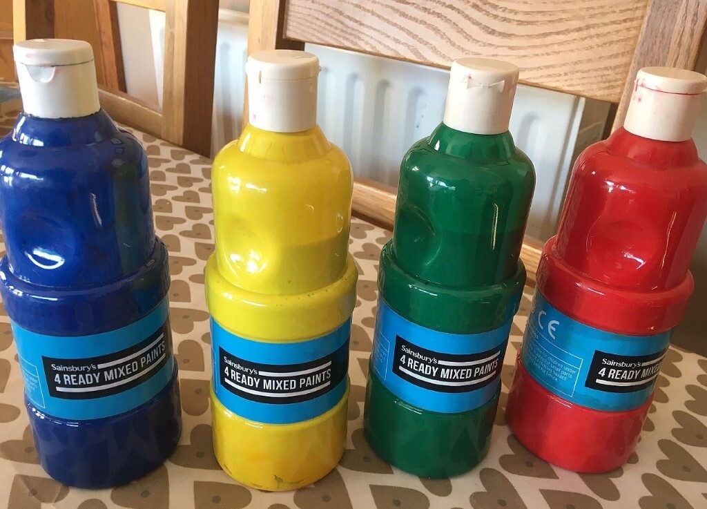 CHILDRENS PAINT COLOURS LARGE BOTTLES 400ML X 4 arts and crafts