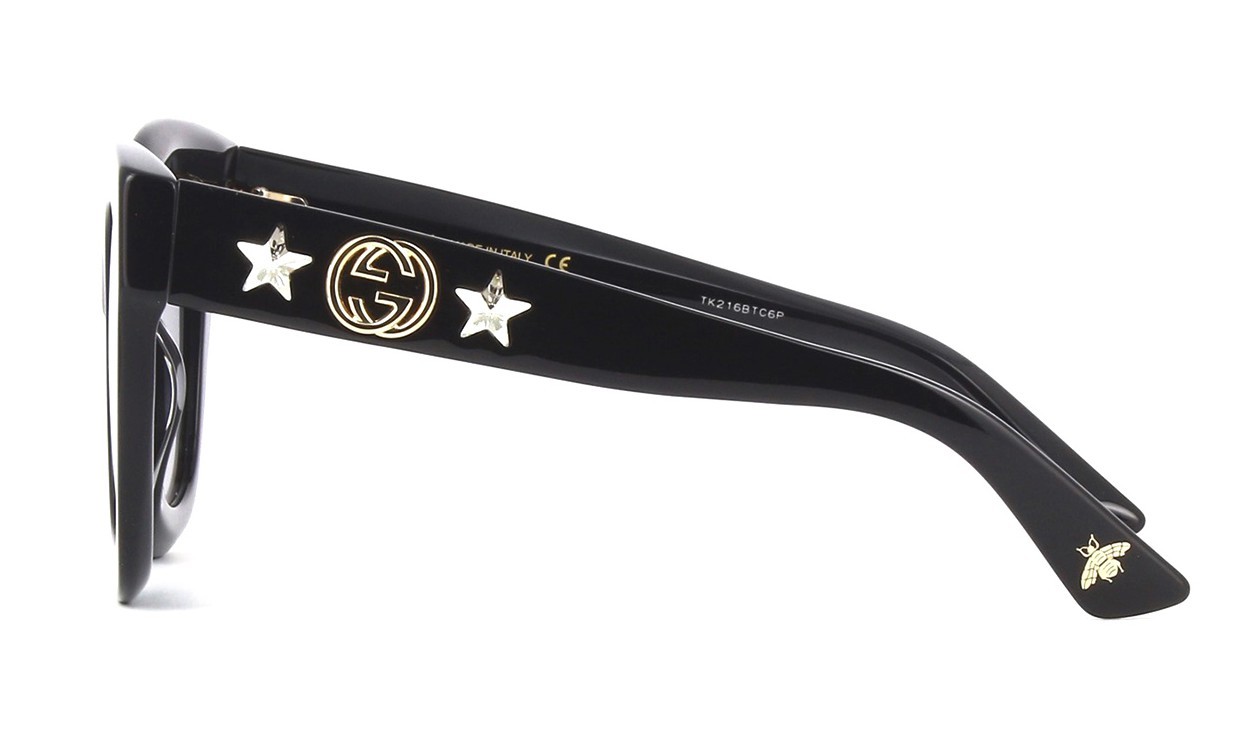 Pre-owned Gucci Gg0208s Black/grey Shaded (001 A) Sunglasses In Gray