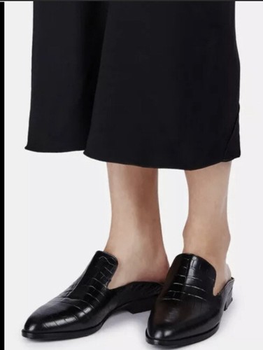 Robert Clergerie Alice Croc Embossed Mules Flats Leather