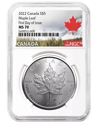 メイプルリーフ銀貨 1オンス　2022年 NGC MS70 カナダ フラッグコア メイプルリーフ銀貨 1オンス 2022年 NGC MS70 カナダ フラッグコア