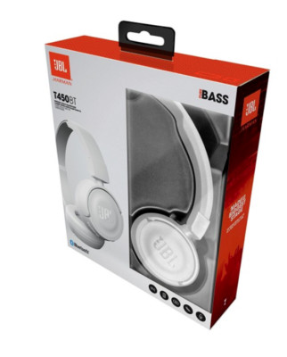 JBL T450BT Bluetooth Wireless On-Ear Headphones in White New in Box Sealed
