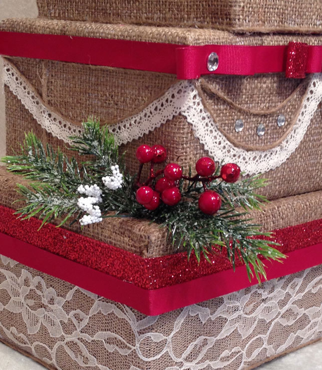 Rustic Winter Wedding Card Box,Christmas,Beige,Cake,Fabric,Wedding,burlap,red