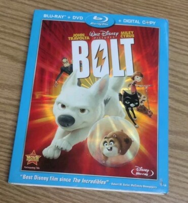 WALT DISNEY BOLT BLU-RAY DVD 2009 JOHN TRAVOLTA-MILEY CYRUS