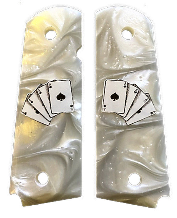 1911 fits Colt & Clones GRIPS ACES  ALL IN White Mother of Pearl IMOP #1