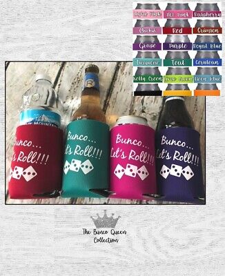 Bunco Huggie Can Cooler Bottle Holder 18 colors Bunko Night CanTastic