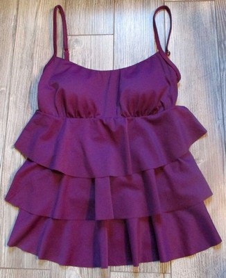 NEW ''VENUS'' Tiered Ruffles TANKINI TOP Swim n Plum Jam Woman Sz 8