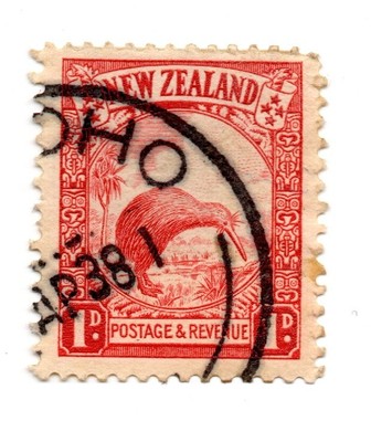 New Zealand 1935, Apteryx Australis, Kiwi, rare antique stamp, 1D, accept offer 