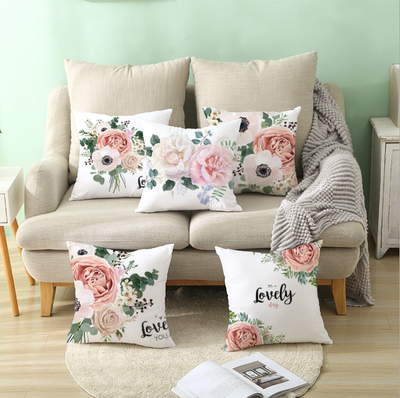FLOWER LOVE POLYESTER CUSHION COVER PILLOW CASE HOME SOFA DECOR 45X45 UK