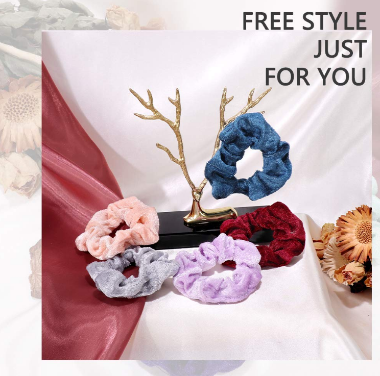 75 Hair Scrunchies Velvet Ponytail Holder Elastic Ties Rope Band for Women Girls