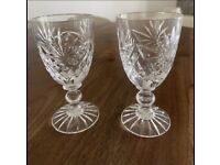 Pair of cut glass sherry glasses