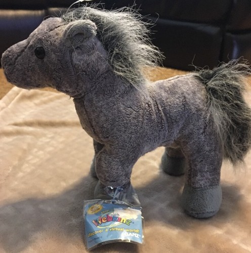 Ganz Webkinz HM098 Grey Arabian Horse Plush Stuffed Animal New Near Played With
