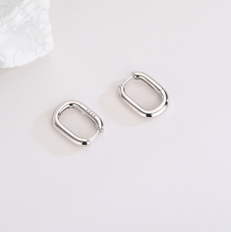 Women Girl 925 Sterling Silver Plated U-Shape Huggie Hoop Earrings A9