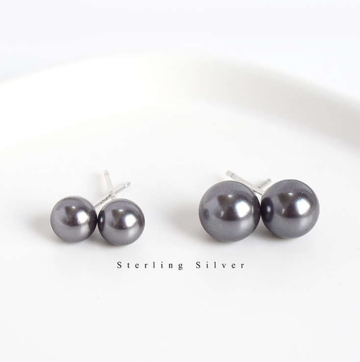 6/8/10/12mm Natural South Sea Shell Pearl Stud Earrings 925 Sterling Silver Set