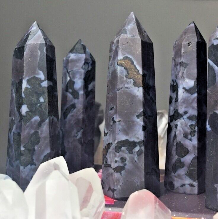 MYSTIC MERLINITE INDIGO GABBRO Crystal Point! Generator Faceted Healing Wand YES