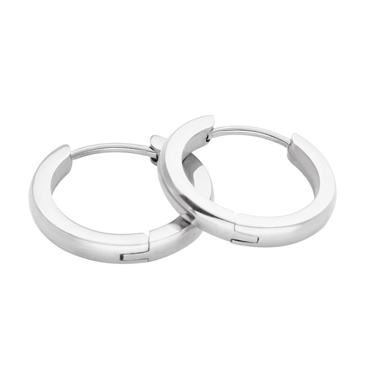 2Pcs Women Men Stainless Steel 2mm Round Small Hinged Hoop Huggie Ear Earrings