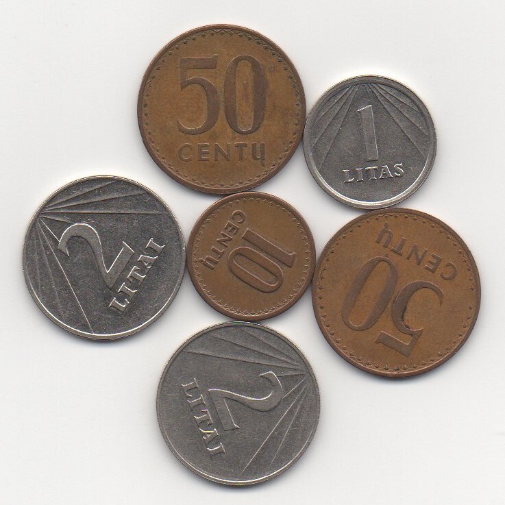 Litauen Lithuania 10 Centu 50 Centu 1 Litas 2 Litai 1991 Lot 6 MÃ¼Nzen Rare