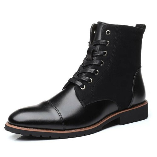Mens High Top Ankle Boots Leather Shoes Military Combat