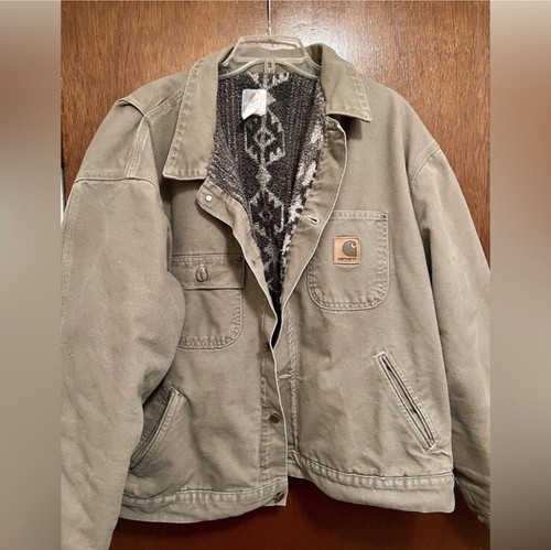 Vintage Carhartt JP1021 Tan XXL Aztec Pile Lined Chore Vintage Carhartt JP1021 Tan XXL Aztec Pile Lined Chore