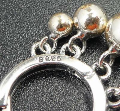 Shiny 925 Sterling Silver Small Hoop Pierced Earrings with Dangling Small Beads
