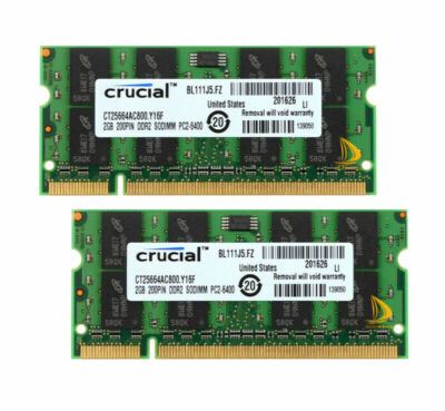 Lot Crucial 8GB 4GB 2GB 2RX8 PC2-6400 DDR2-800MHz 1.8V SODIMM RAM Laptop Memory,