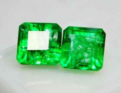 Green Emerald Certified Pair Radiant Cut Natural Loose Gemstone 10 Ct Colombian