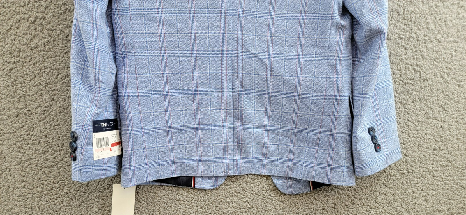 Tommy Hilfiger Stretch Deco Plaid Sport Coat Big Boys 10 Blue Flap Pockets L/S - Picture 17 of 19